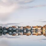 Charming houses reflecting Abingdon, England.